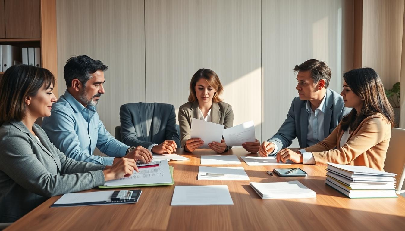 Family reviewing legal documents
